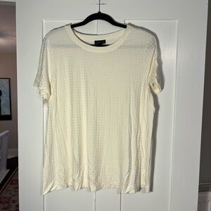 J.Jill White / Ivory Patterned Basic T-shirt Large